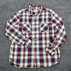 American Eagle Flannel Shirt Men XL Blue Plaid Long Sleeve Soft Americana Grunge